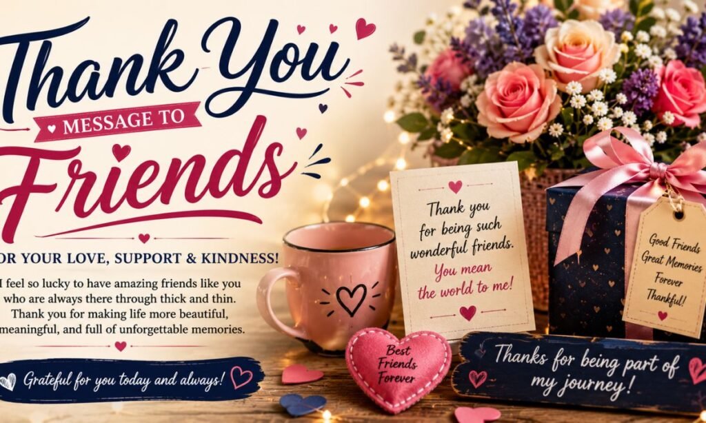 than you message for your  friends examples or tips