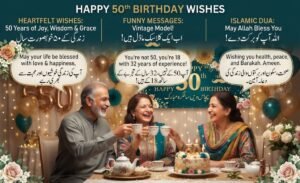 50th Birthday Wishes Heartfelt, Funny & Islamic Dua Messages (English + Urdu)