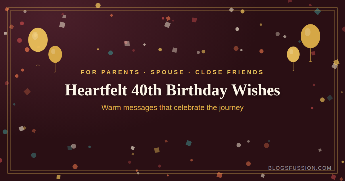 Heartfelt 40th birthday wishes quote card